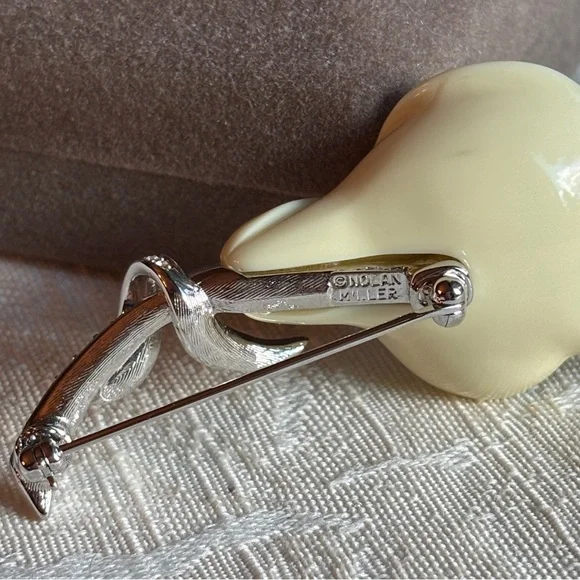 Nolan Miller Calla Lily Brooch/Pin Diamond Silver - Picture 10 of 10